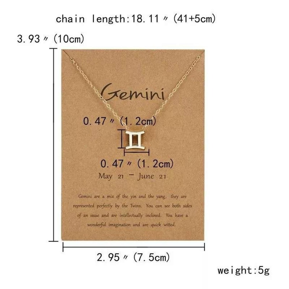 Unbranded Women's OS Necklace Gemini Zodiac Sign Gold‎ Tone Astrology Pendant
